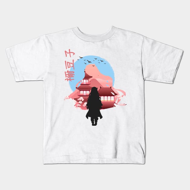 Demon Slayer Nezuko Kamado Abstract Kids T-Shirt by Sanal Geek